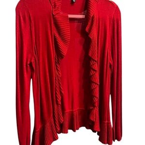 Red Ruffled Women's Sweater